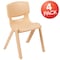 Flash Furniture Natural Plastic Stackable School Chair with 13.25" Seat Height, PK4 4-YU-YCX4-004-NAT-GG - alternate 4